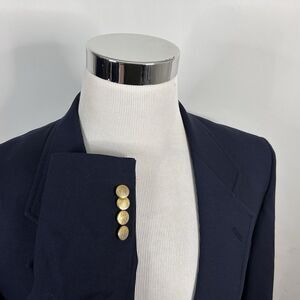 Hart Schaffner Marx 40R Blazer 100% Wool Navy Blue Gold Two Button Lined Vented